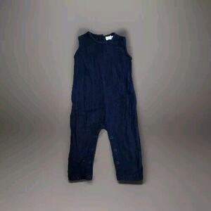 JAMIE KAY Navy Blue Sleeveless Muslin Romper Unisex 0-3mos- N4‎